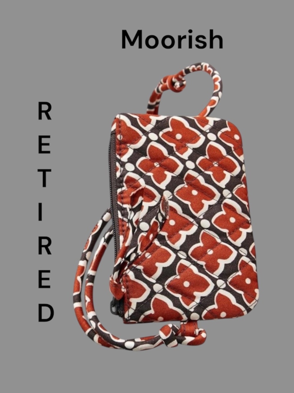 VERA BRADLEY ZIP CARD POUCH LANYARD MOORISH